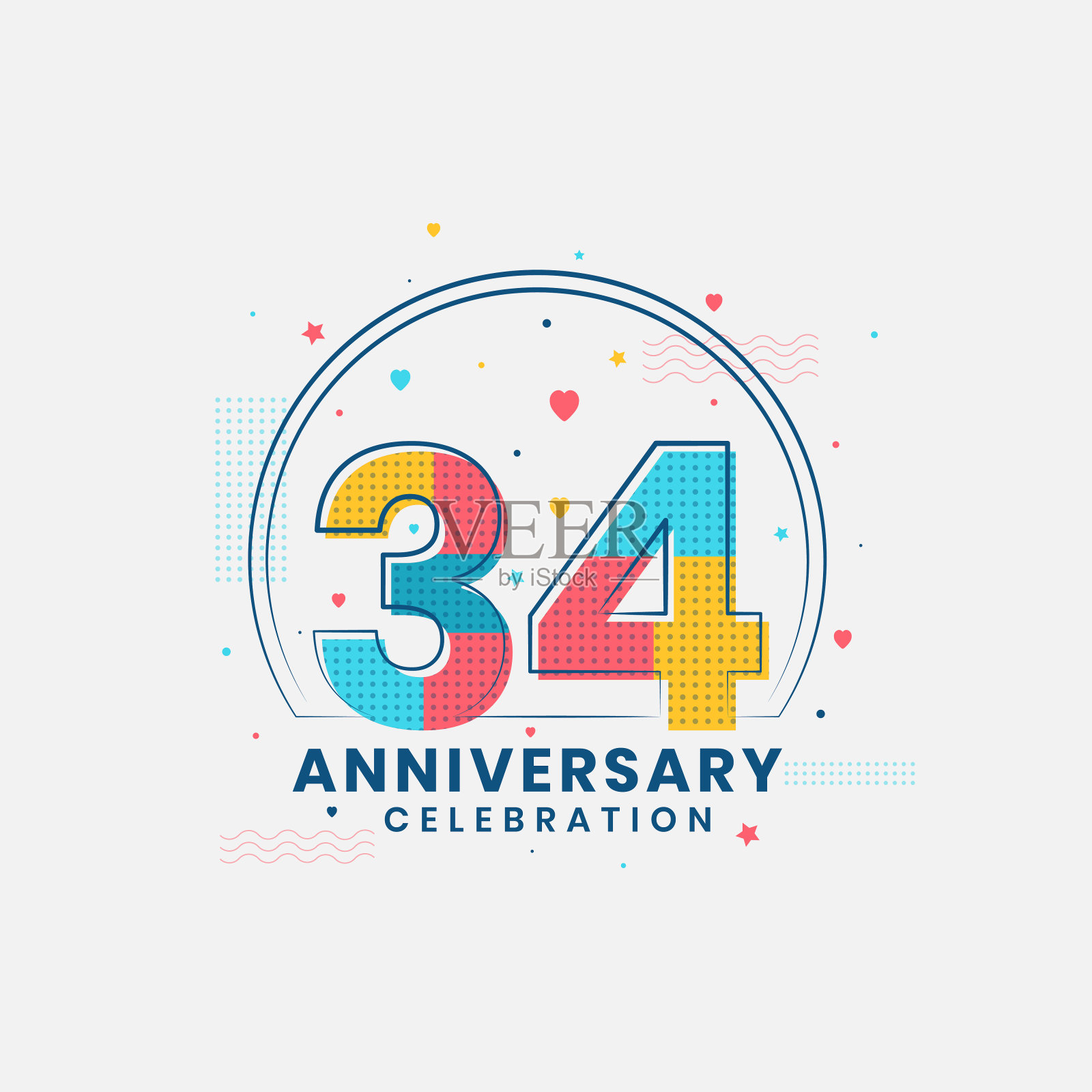 34周年庆典，现代34周年设计插画图片素材