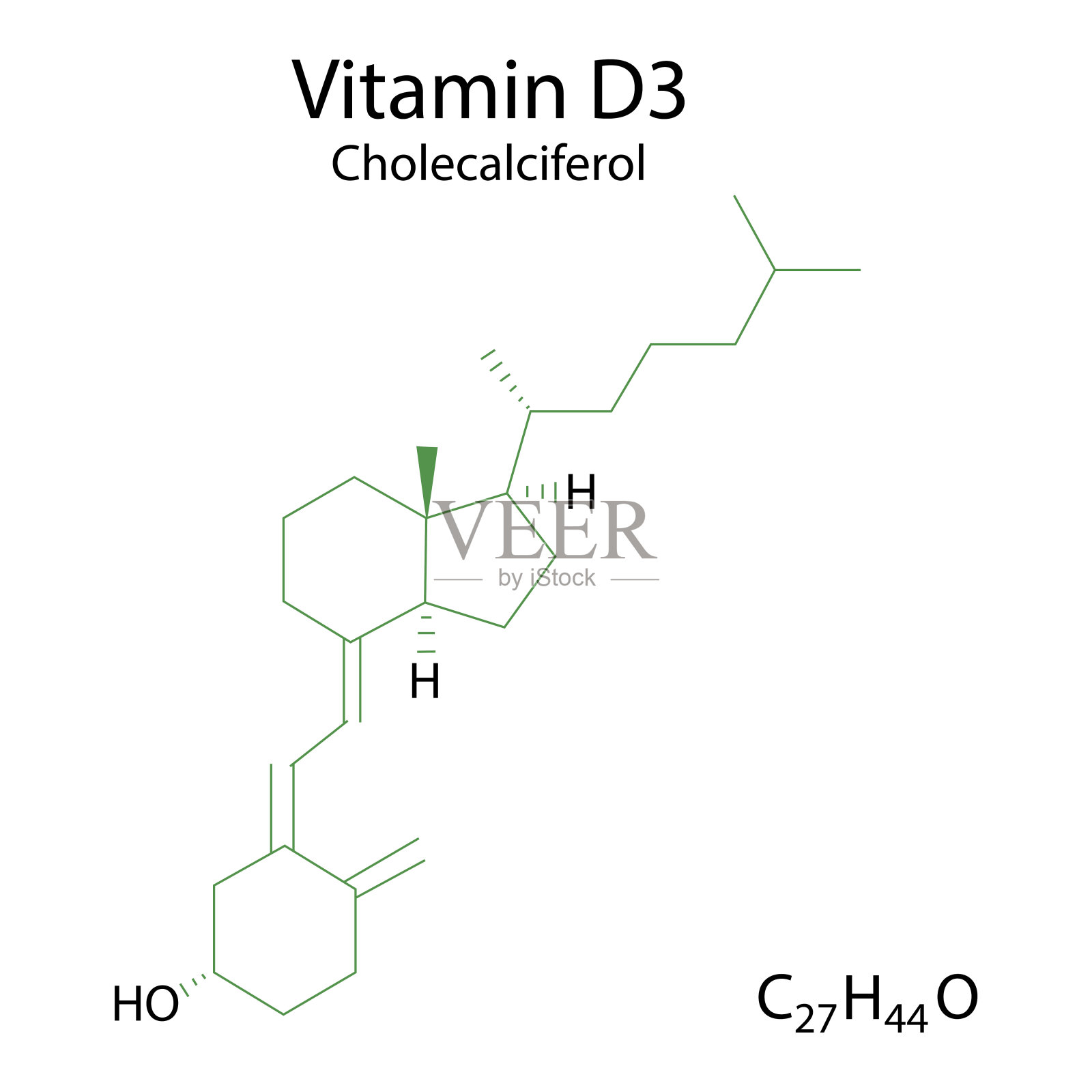 平坦的d3公式。维生素d3。医疗设计插图。医学研究。分子结构。股票的形象。EPS10。插画图片素材