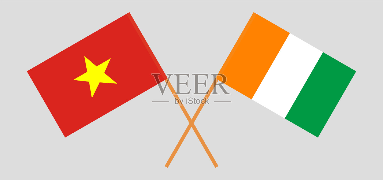 越南和象牙海岸共和国的交叉旗帜插画图片素材