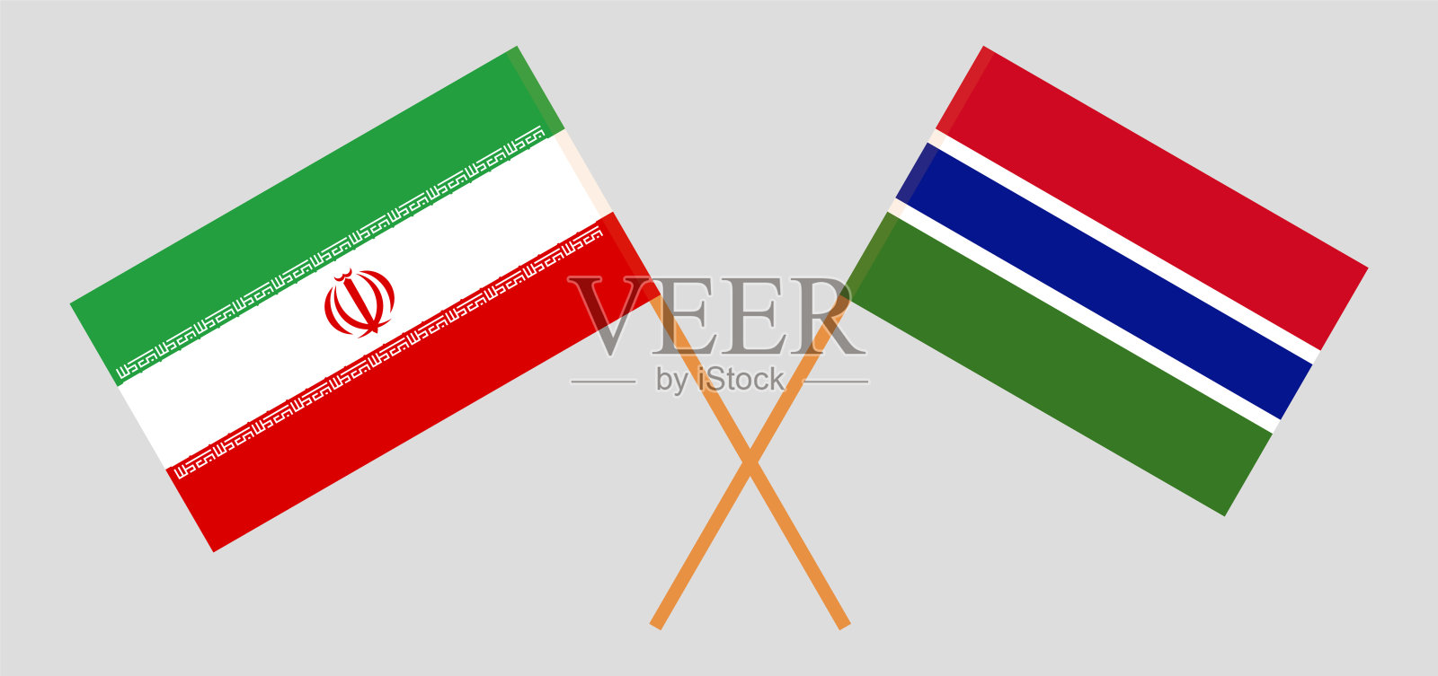 伊朗和冈比亚国旗交叉插画图片素材