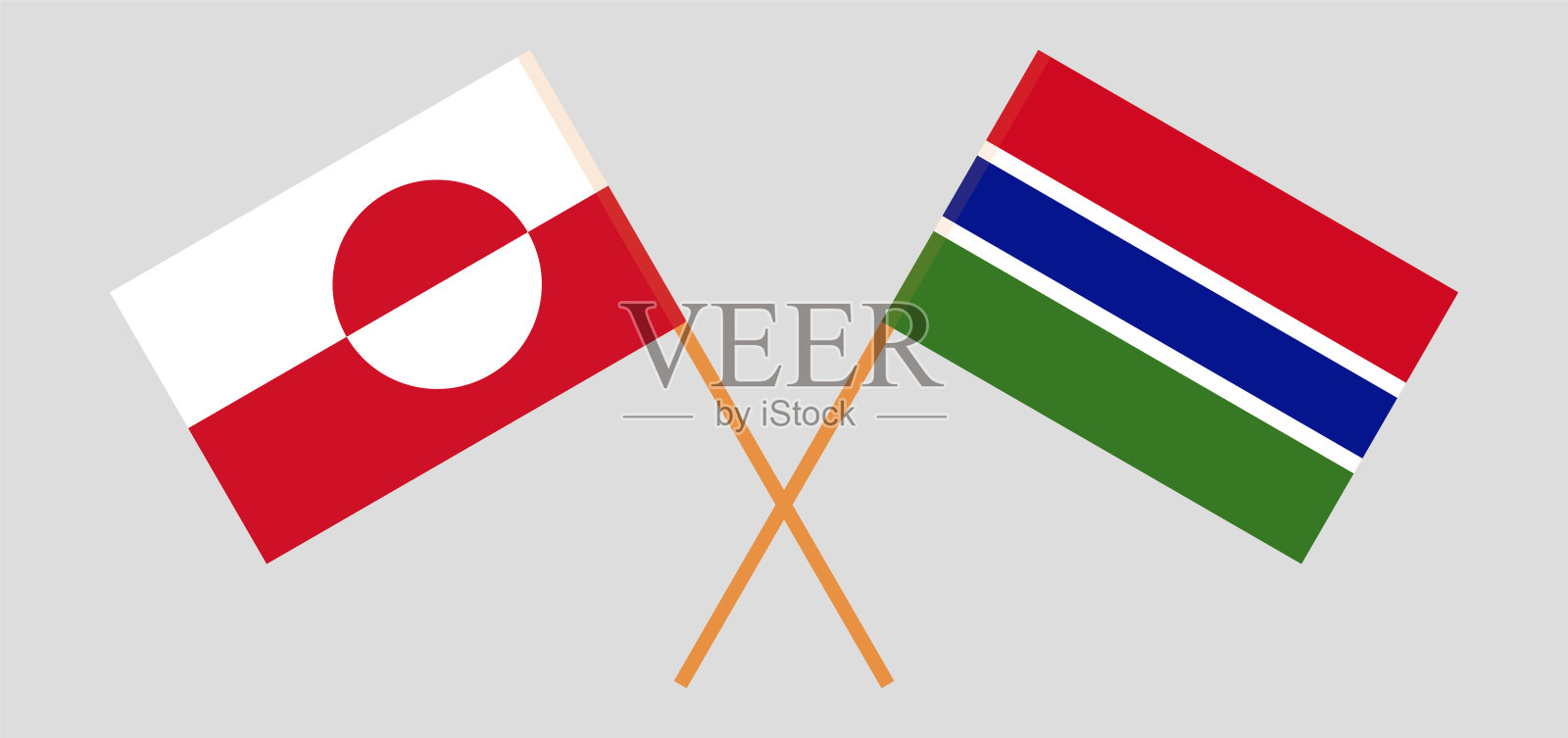 格陵兰岛和冈比亚的旗帜插画图片素材