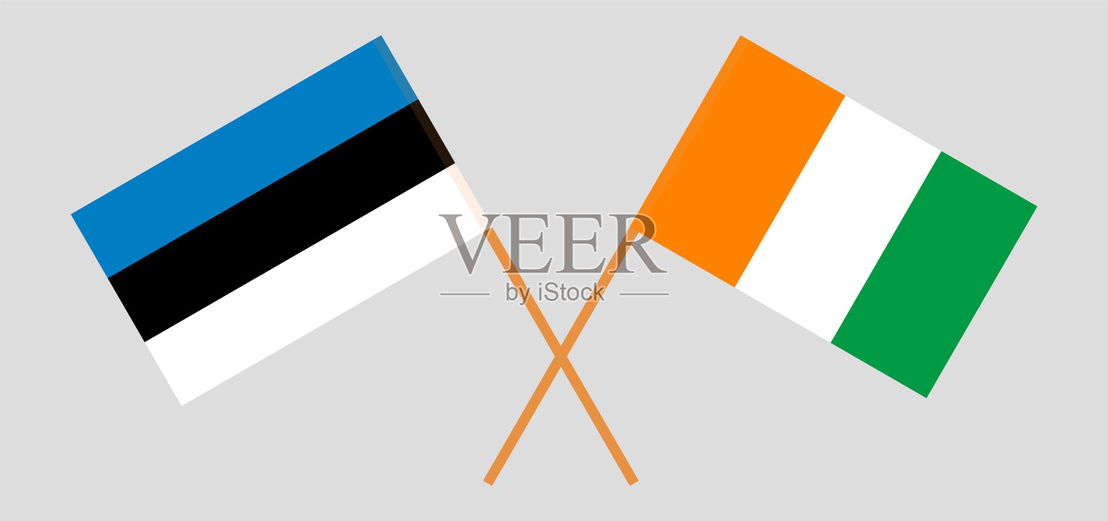 爱沙尼亚和科特迪瓦共和国的国旗交叉插画图片素材