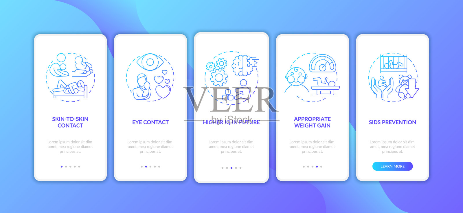 母乳喂养专家在带有概念的手机应用页面上登陆插画图片素材