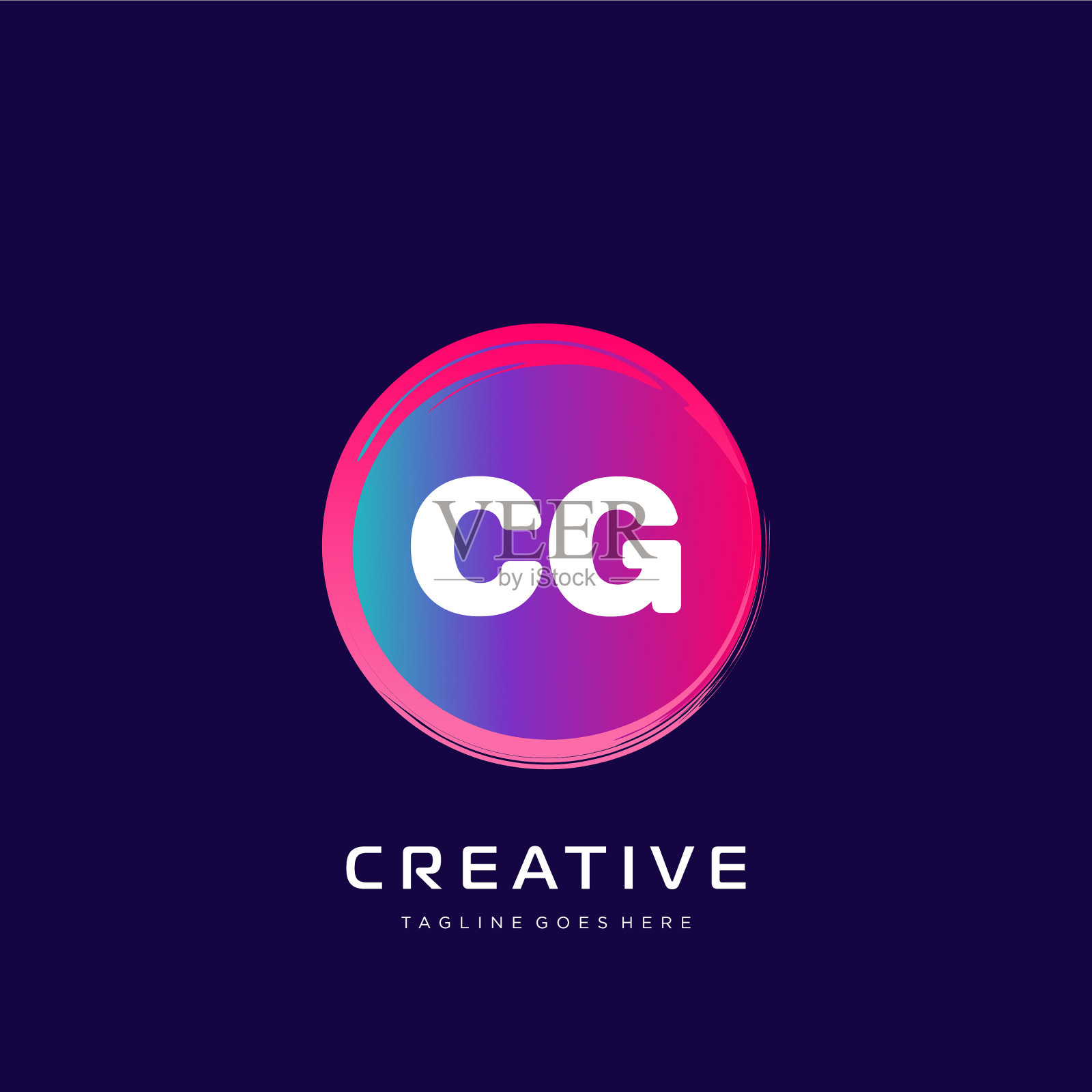 CG初始标志与彩色模板插画图片素材