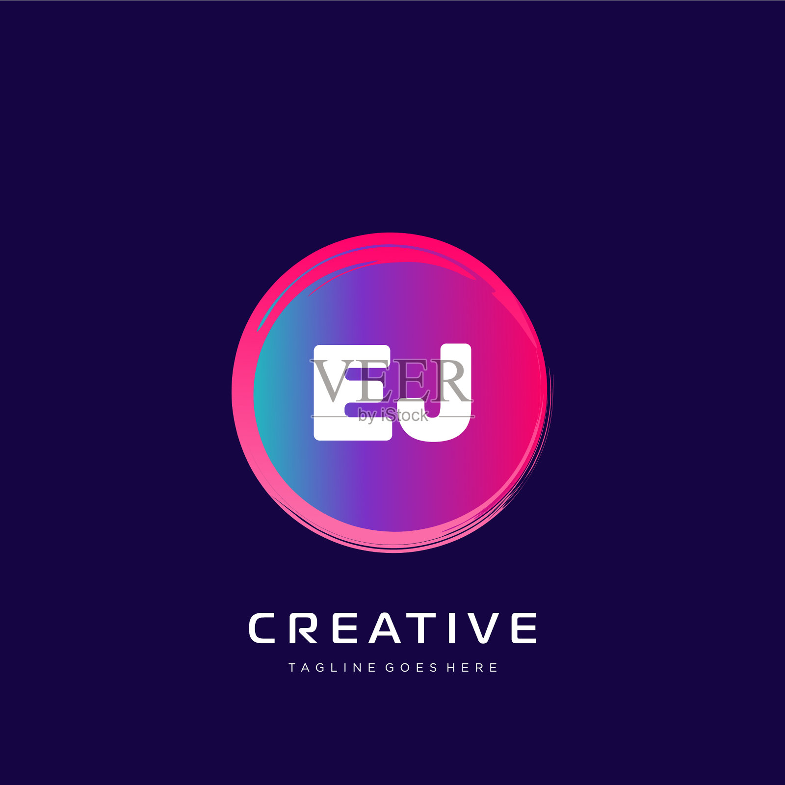 Ej初始标志与彩色模板插画图片素材