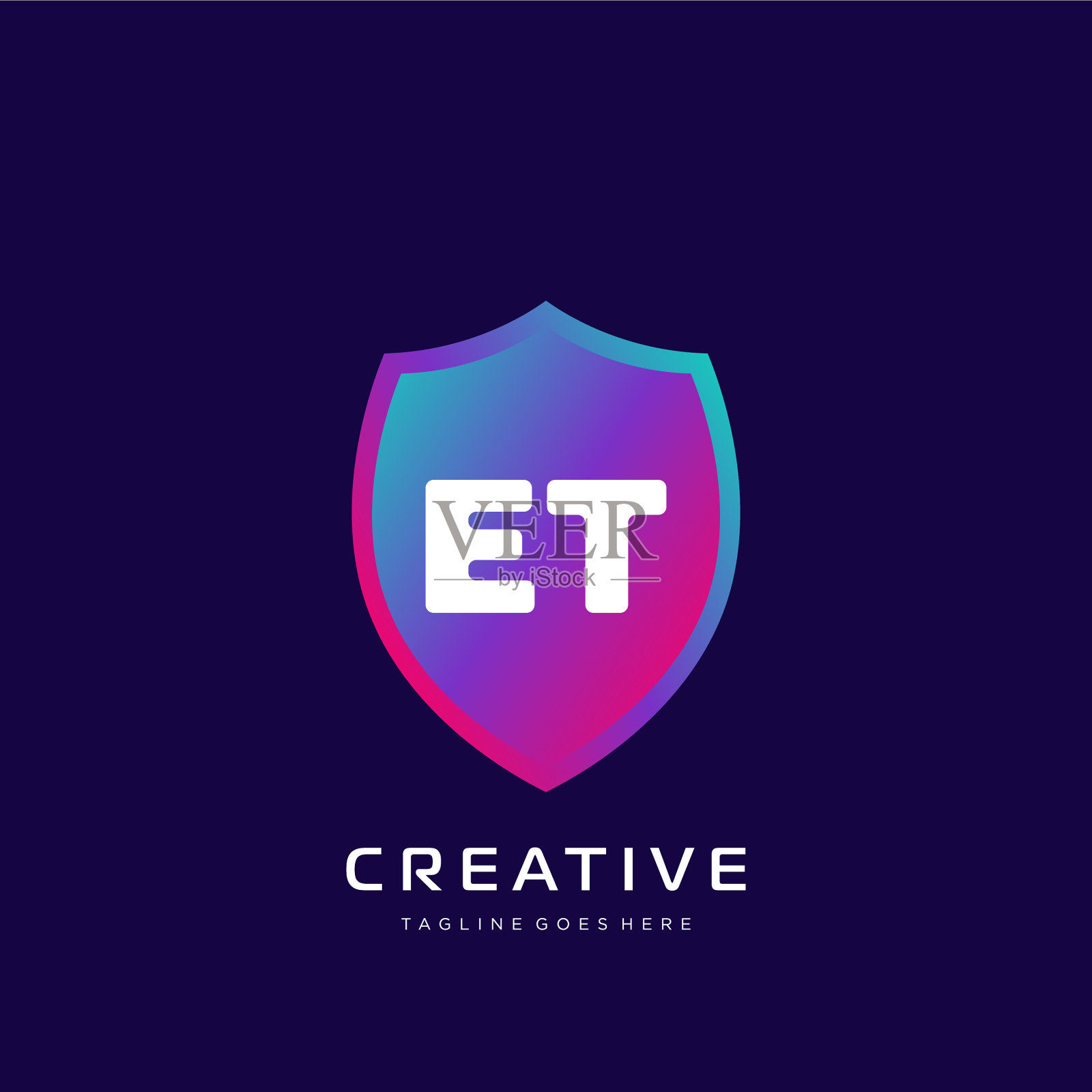 Et初始标志与彩色模板插画图片素材