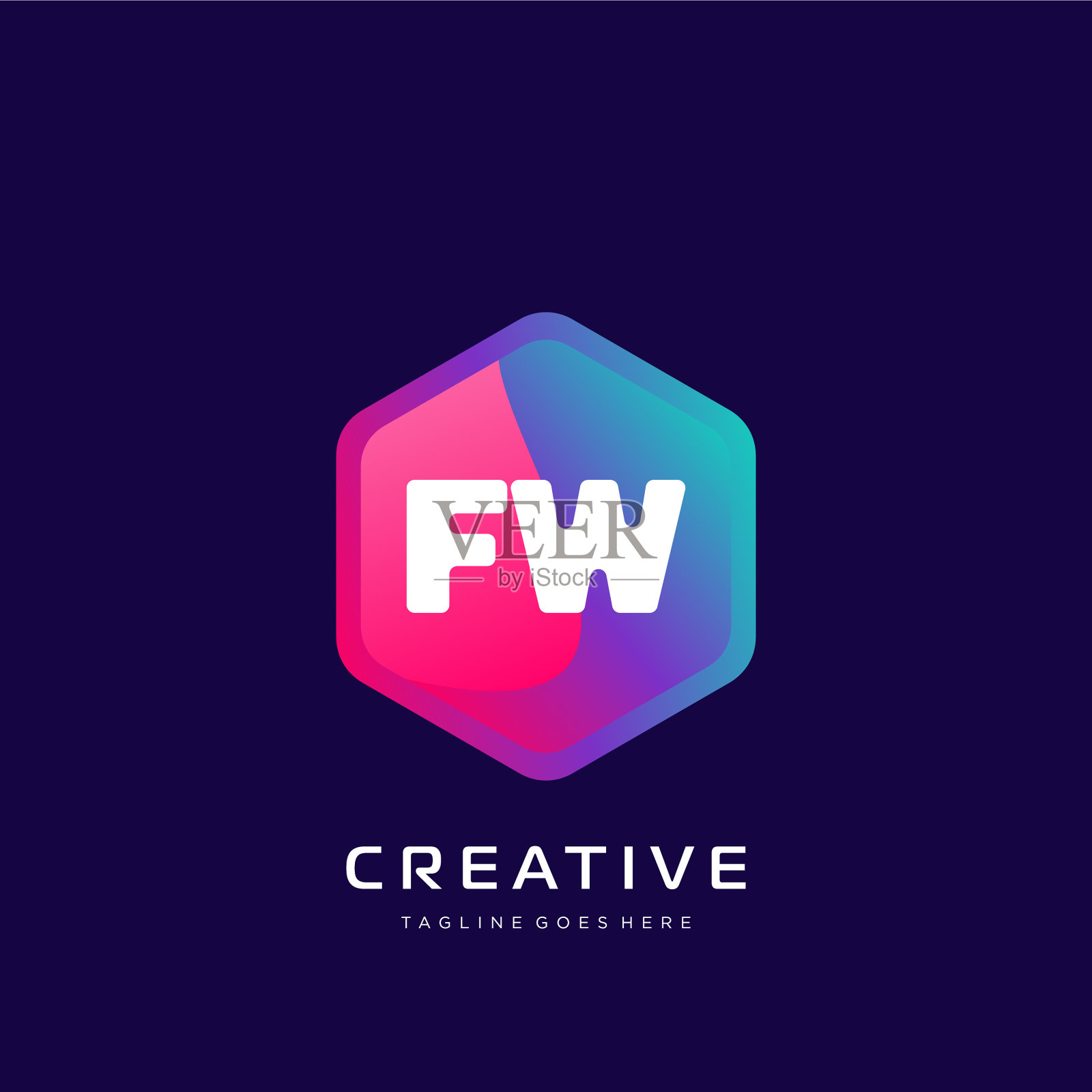 Fw初始标识与彩色模板插画图片素材