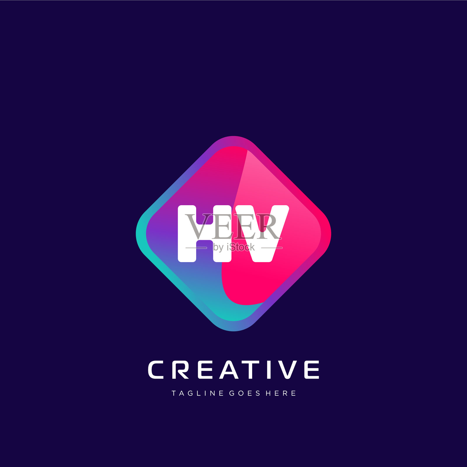 Hv初始标志与彩色模板插画图片素材