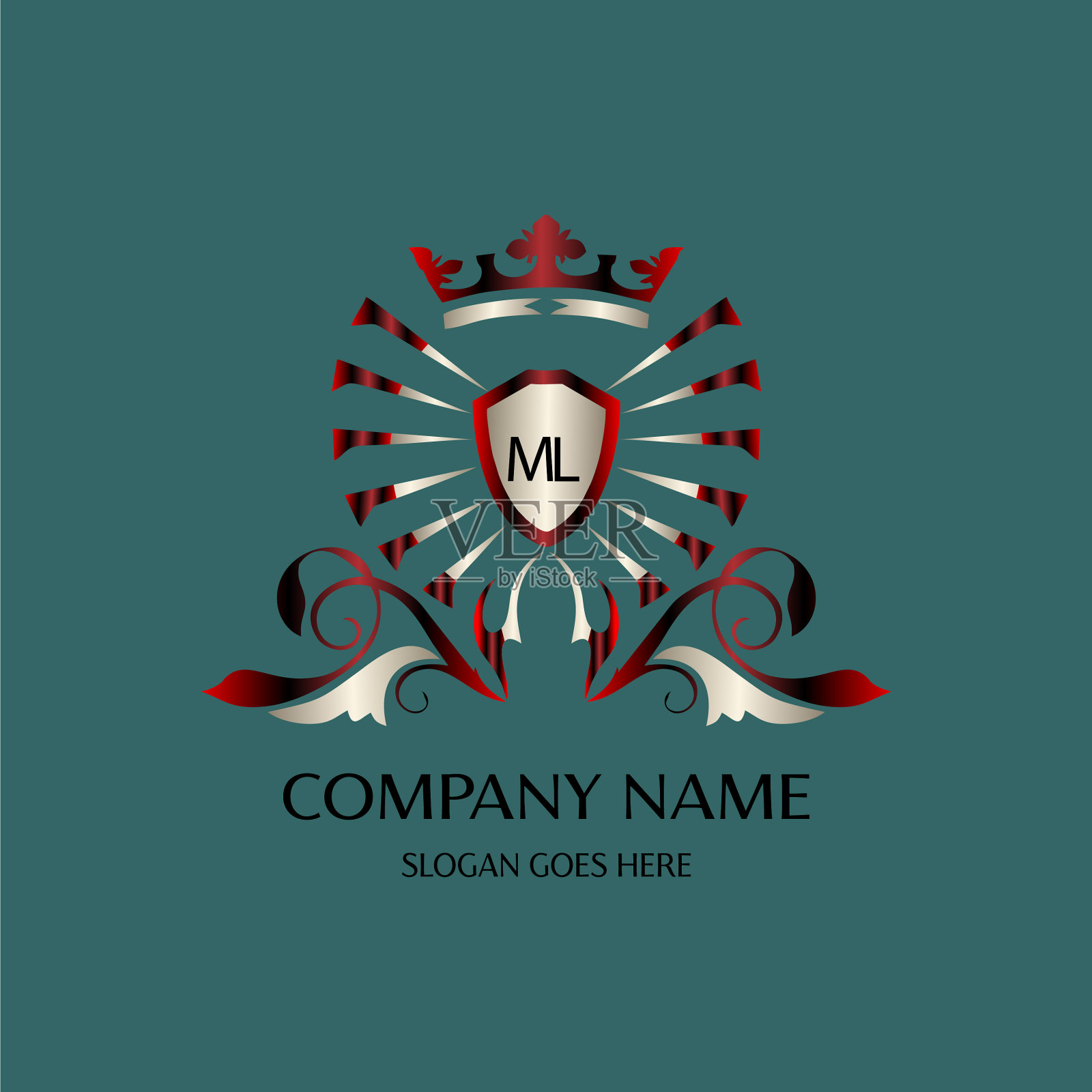 Ml初始标志与彩色圆模板插画图片素材