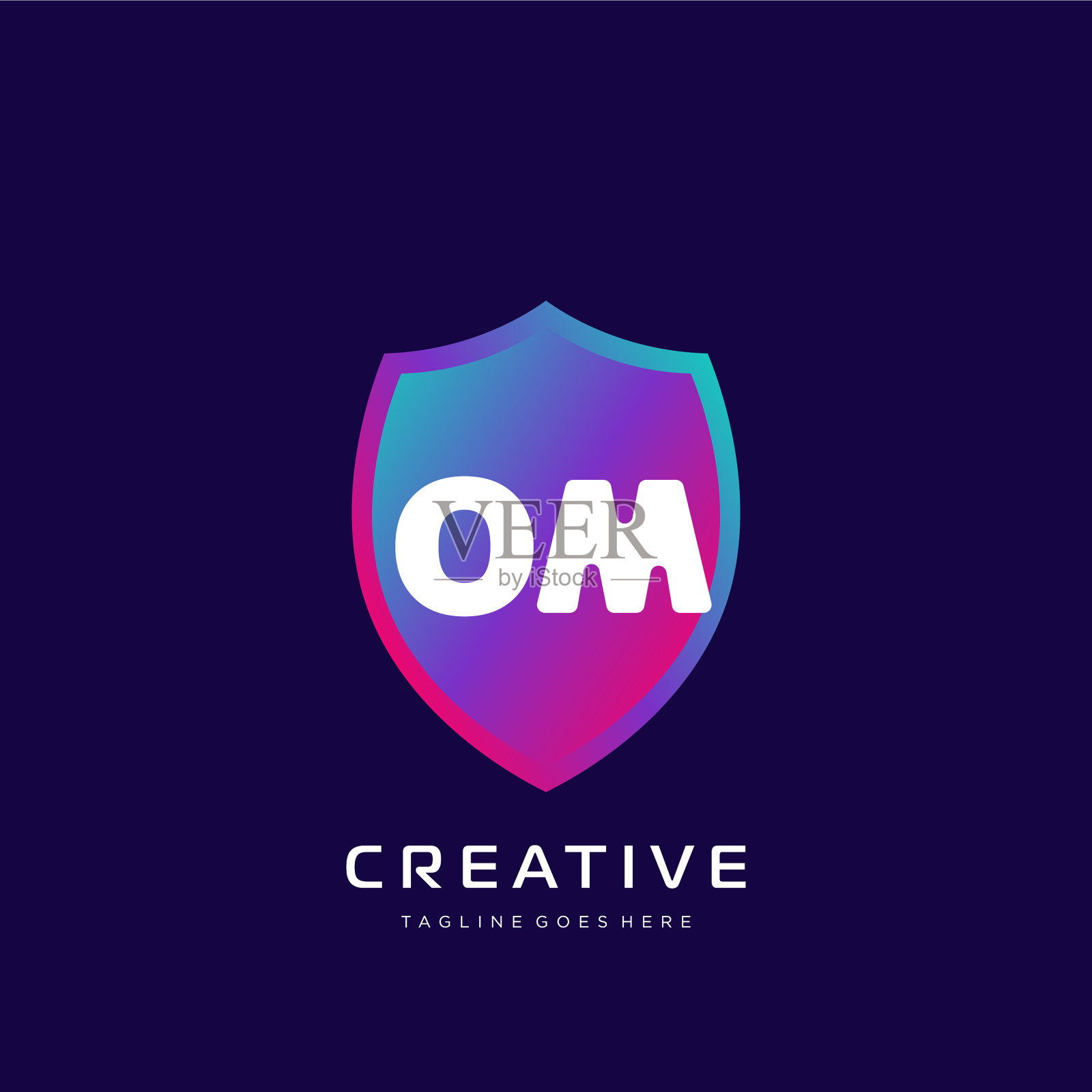 Om初始标识与彩色模板插画图片素材