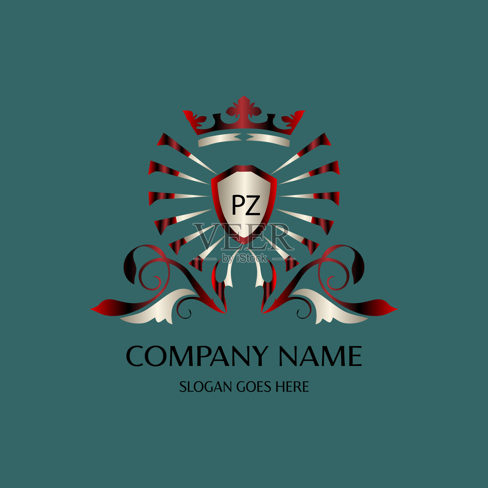 Pz初始标志与彩色圆模板插画图片素材