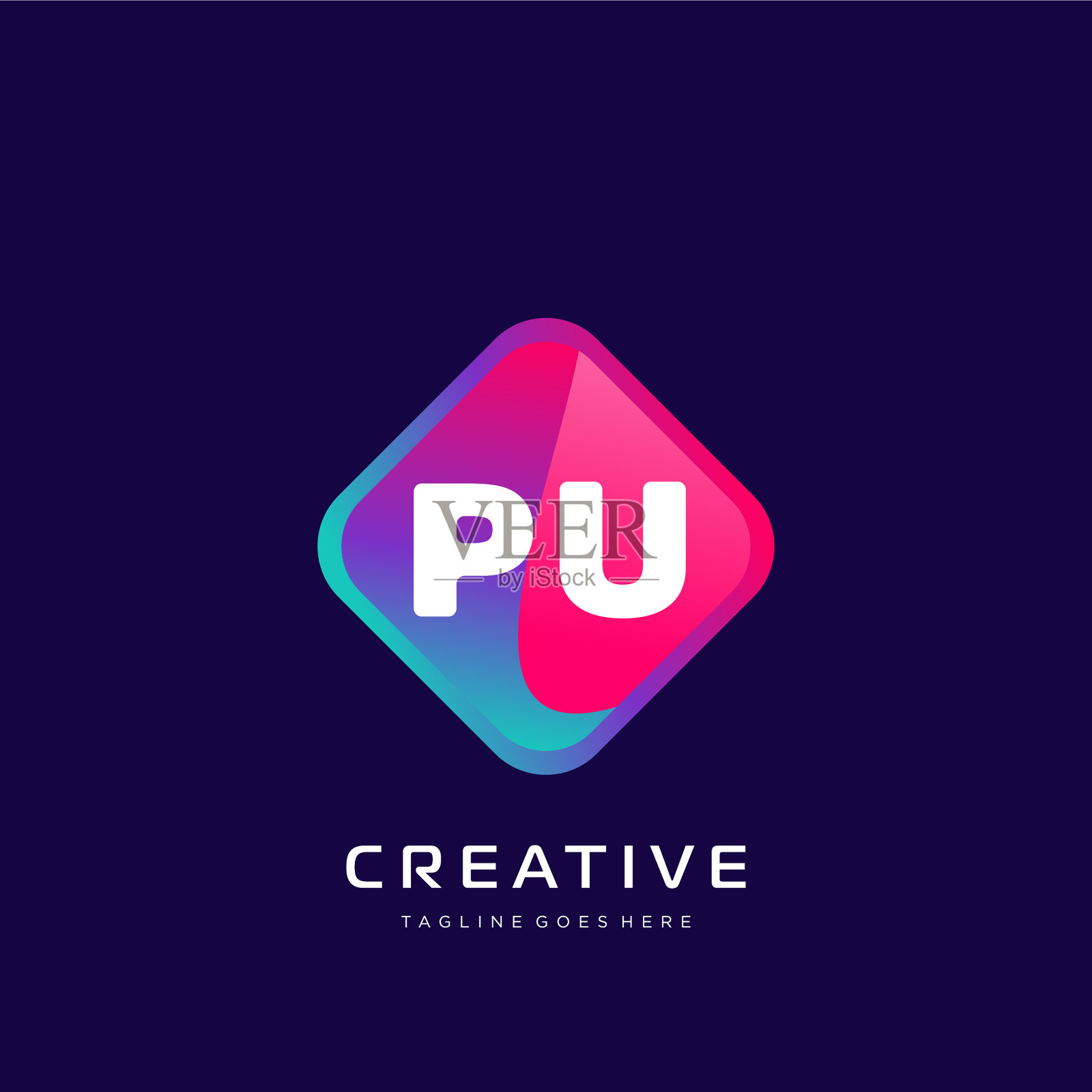 Pu初始标志与彩色模板插画图片素材