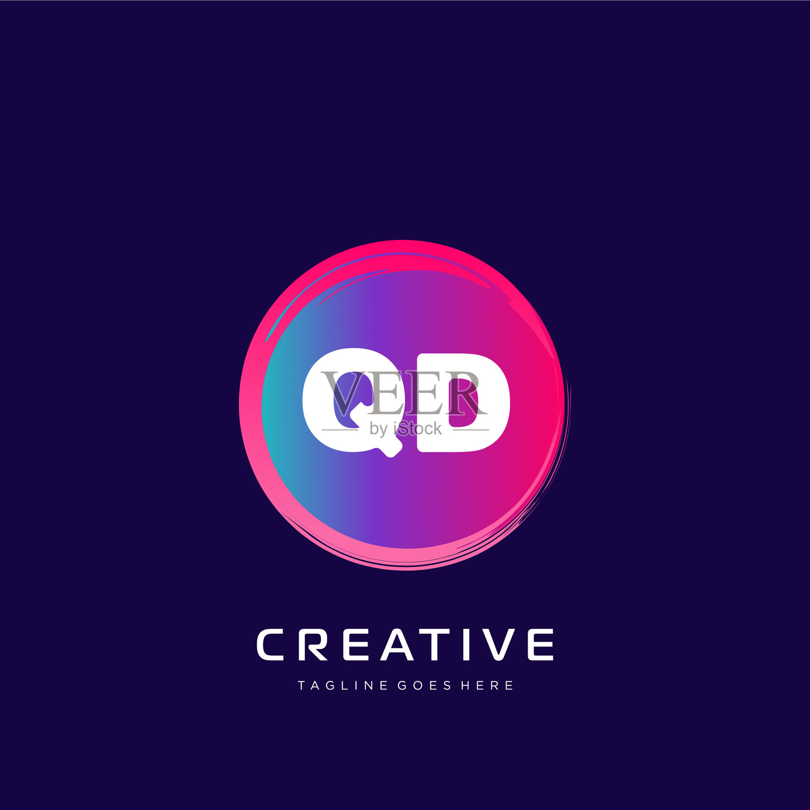 Qd初始标志与彩色模板插画图片素材