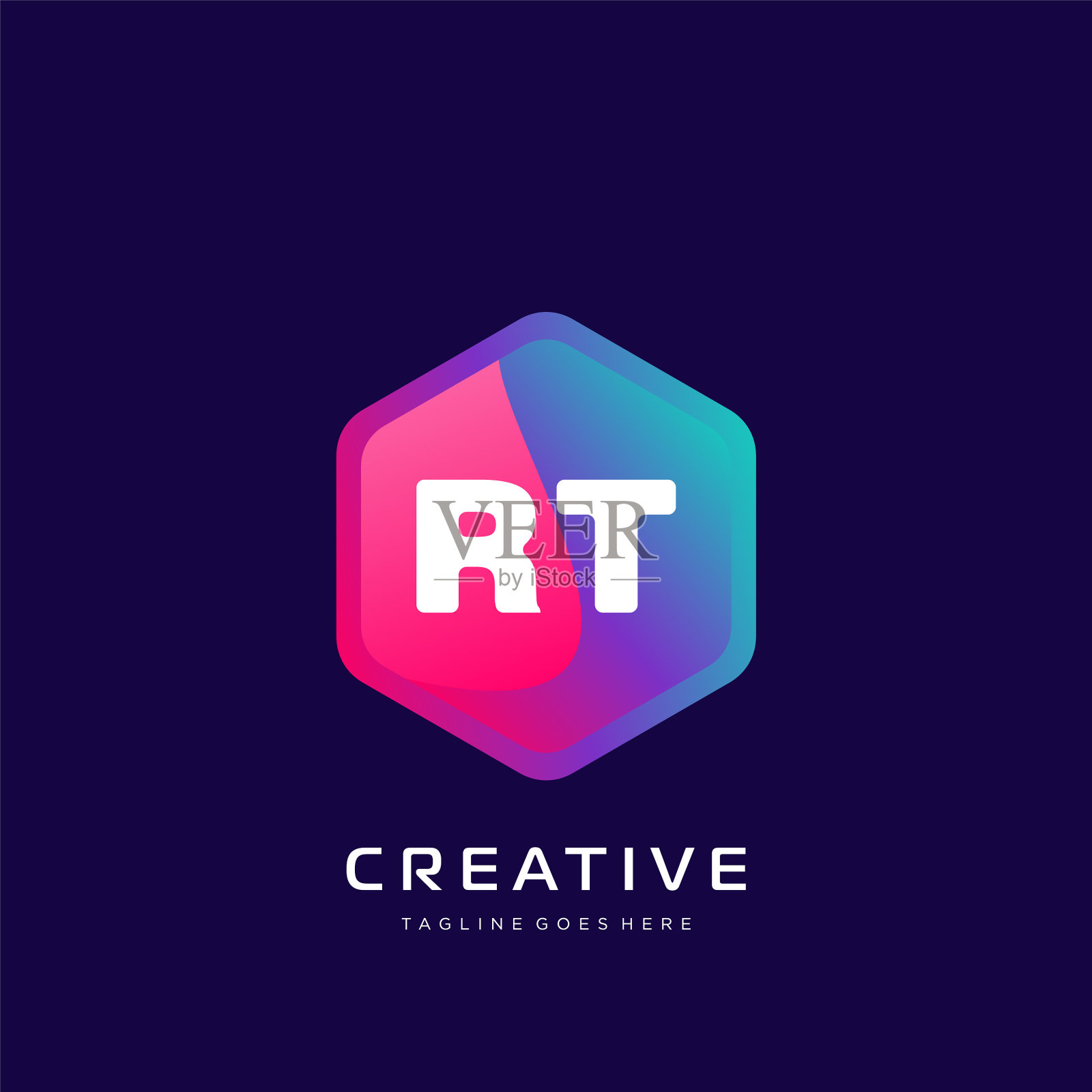 Rt初始标志与彩色模板插画图片素材