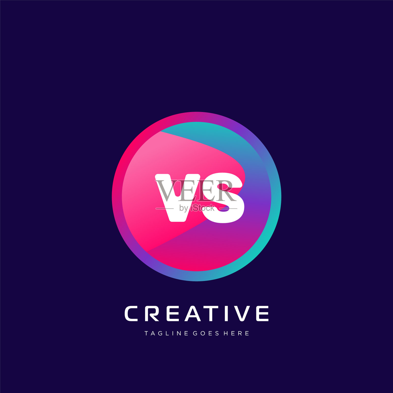 Vs初始标志与彩色模板插画图片素材