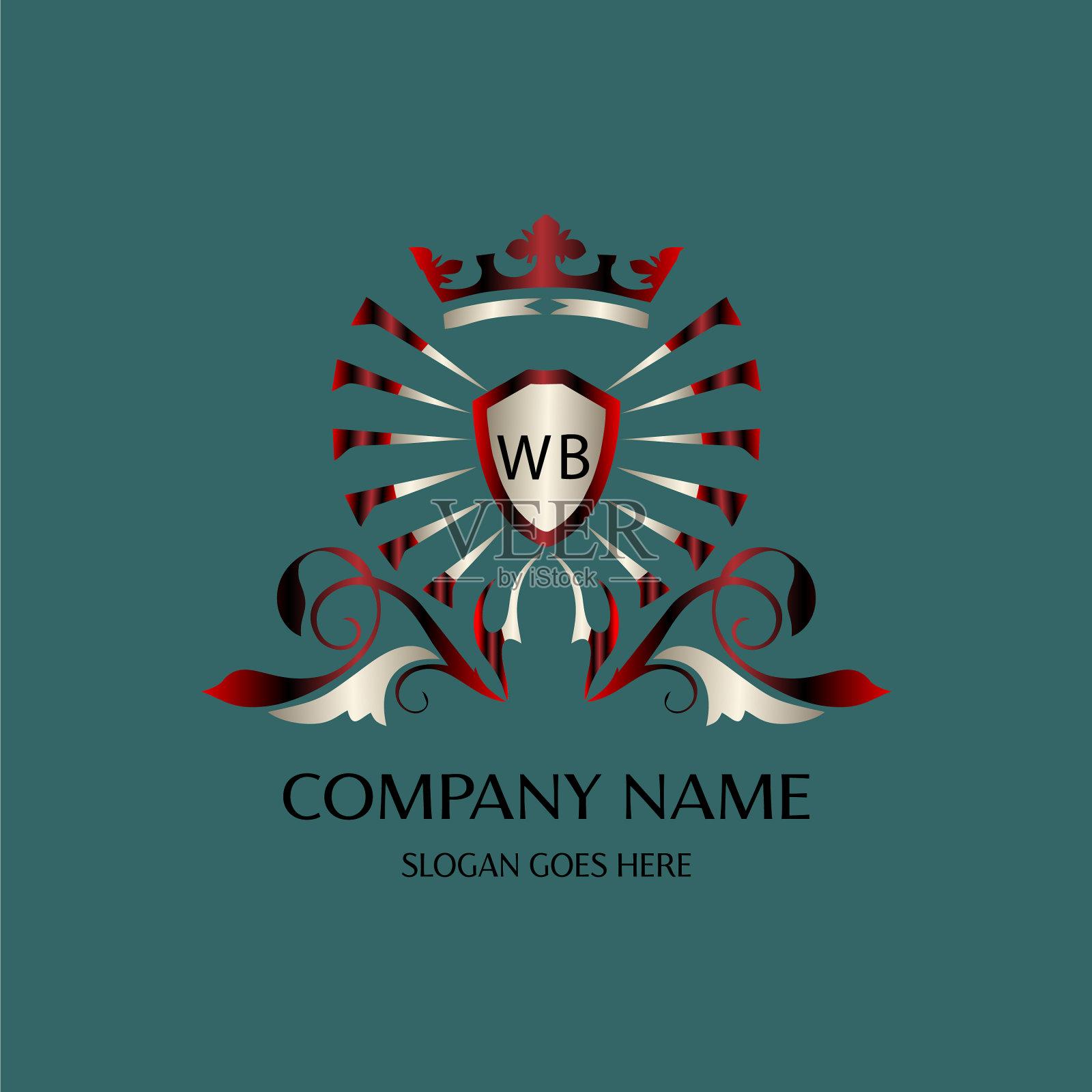 Wb初始标志与彩色圆模板插画图片素材