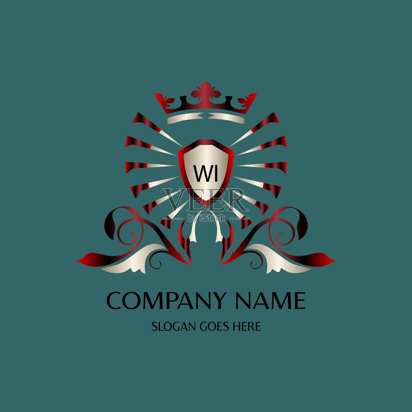 Wi初始标志与彩色圆模板插画图片素材