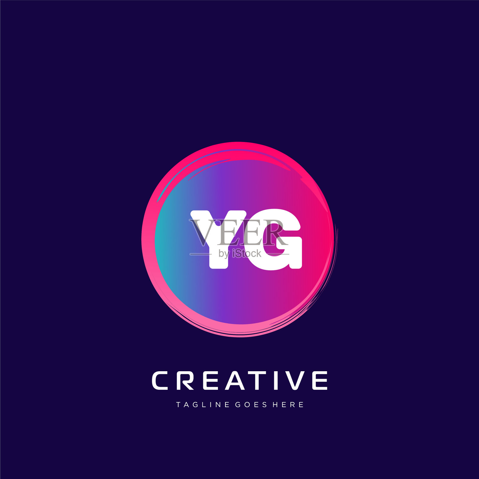 Yg初始标志与彩色模板插画图片素材