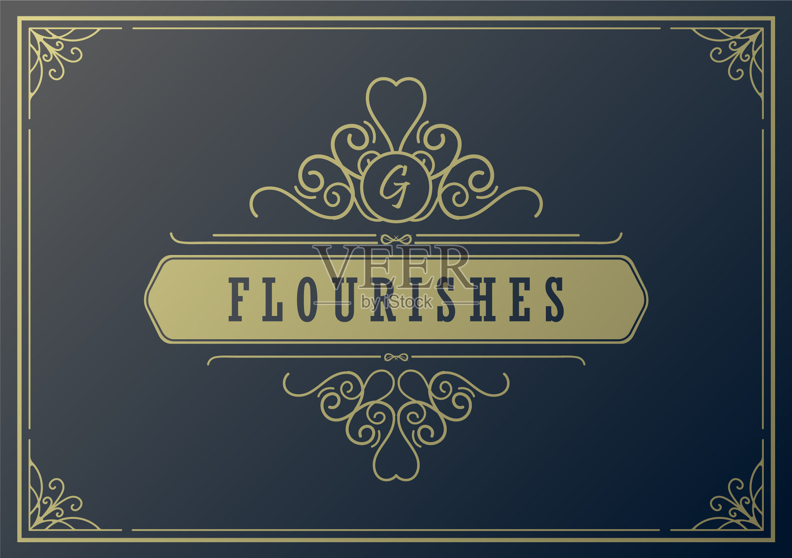 复古装饰贺卡模板复古插画图片素材