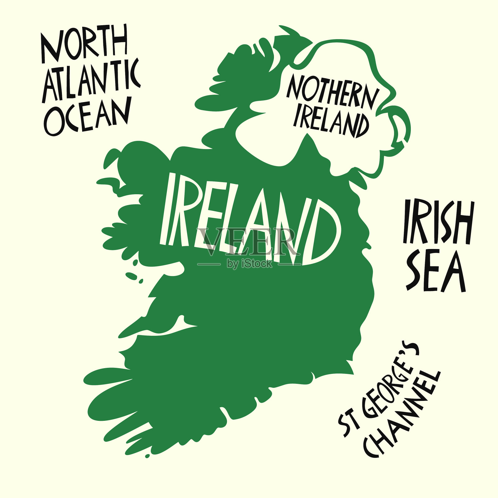 手绘风格化地图爱尔兰旅行插画图片素材