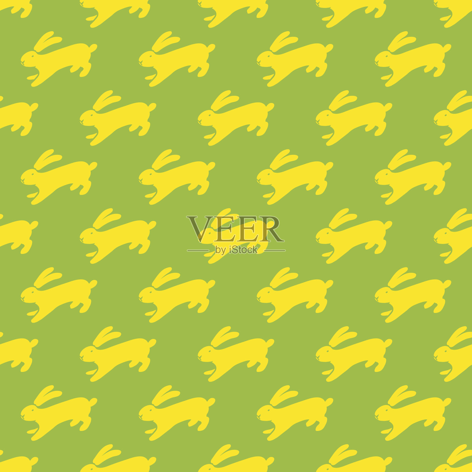 无缝手绘图案与兔子插画图片素材