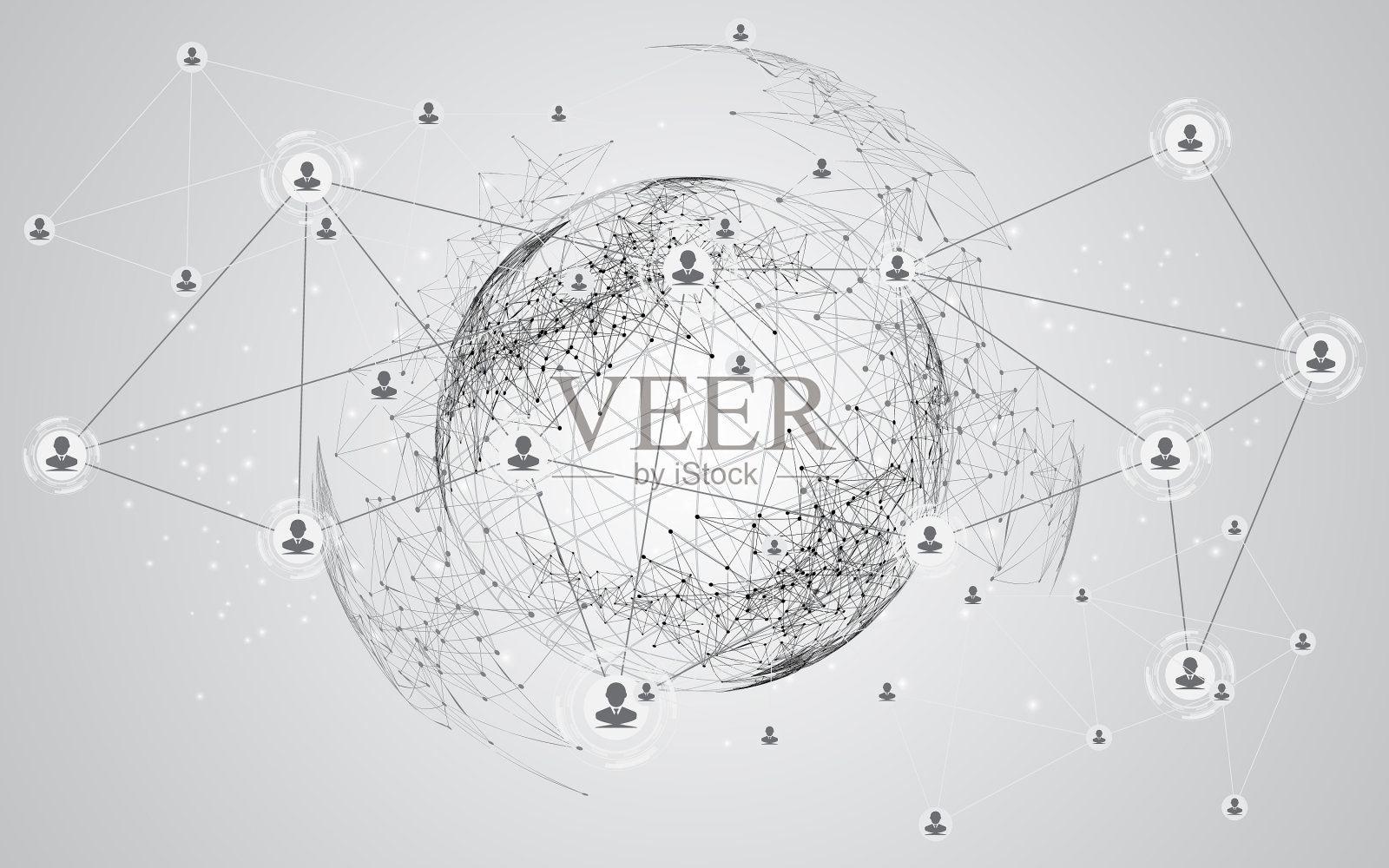 全球网络连接世界地图摘要插画图片素材