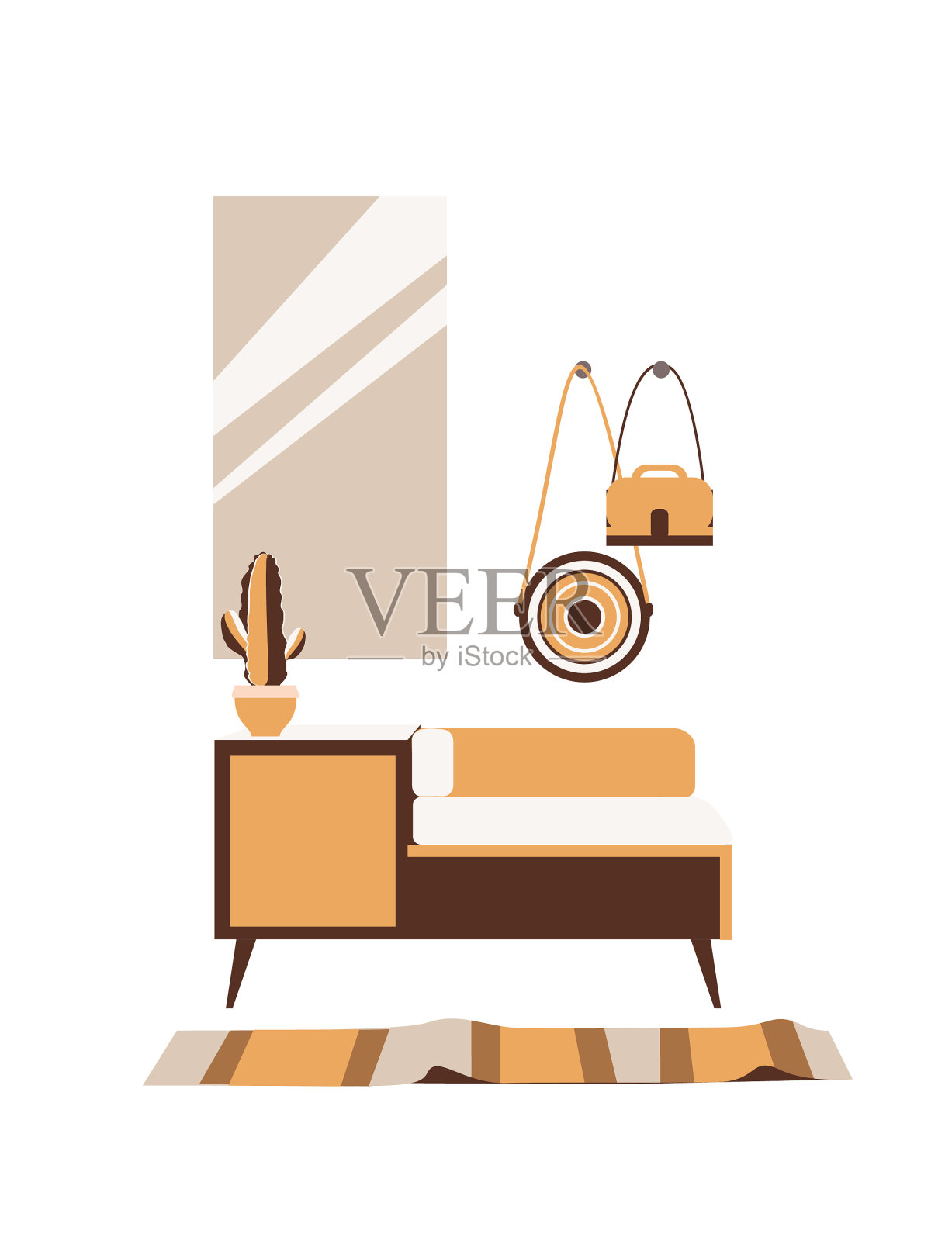 可爱的室内，舒适的房间设计元素图片