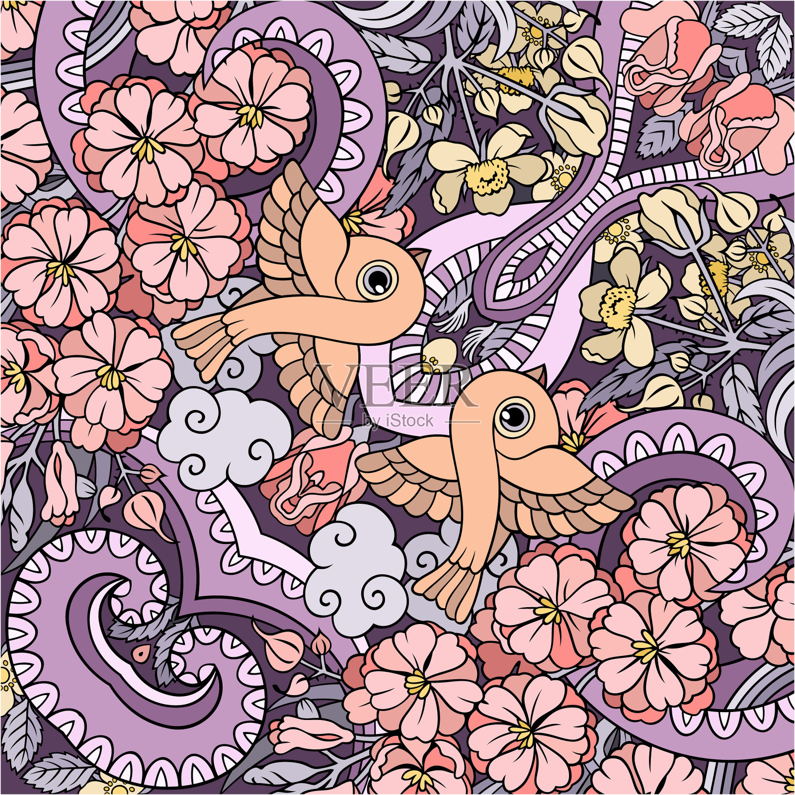 抽象自然手绘图案插画图片素材