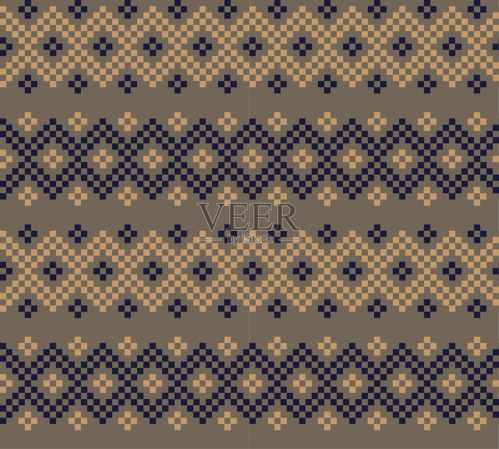 棕色圣诞集市岛无缝图案插画图片素材