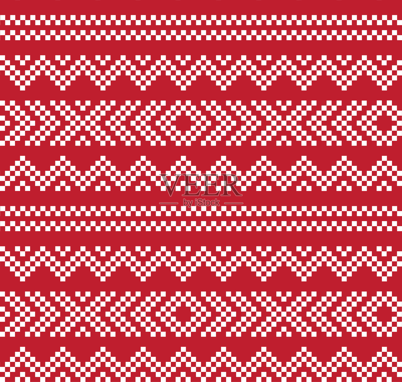 红色圣诞集市岛无缝图案插画图片素材