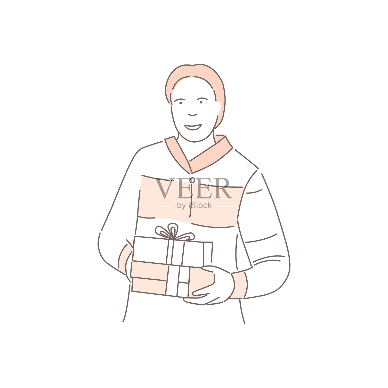微笑的男性角色与礼盒快乐的家伙设计元素图片