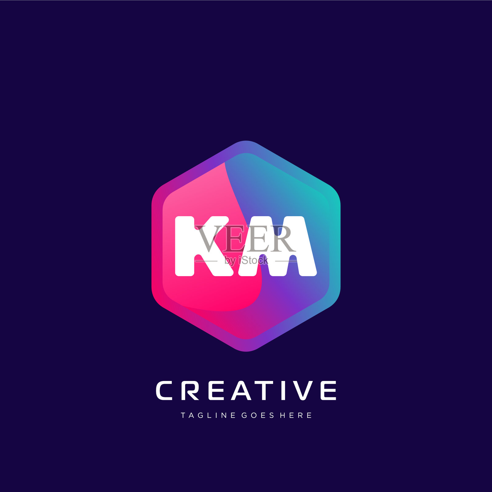 Km初始标志与彩色模板插画图片素材