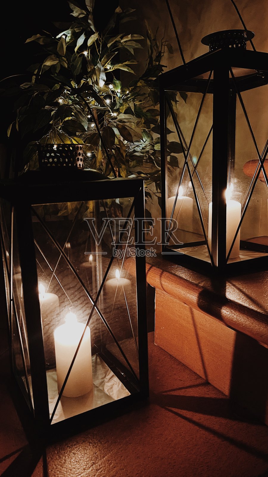 家里的圣诞灯照片摄影图片