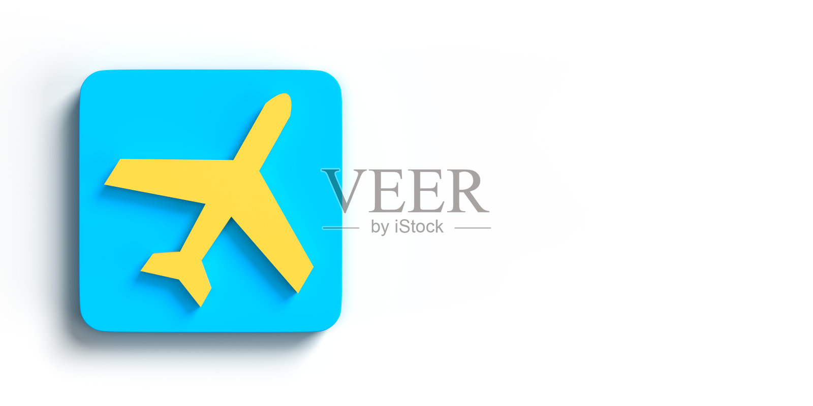 运输的概念。蓝色盘子上的飞机图标。图标素材