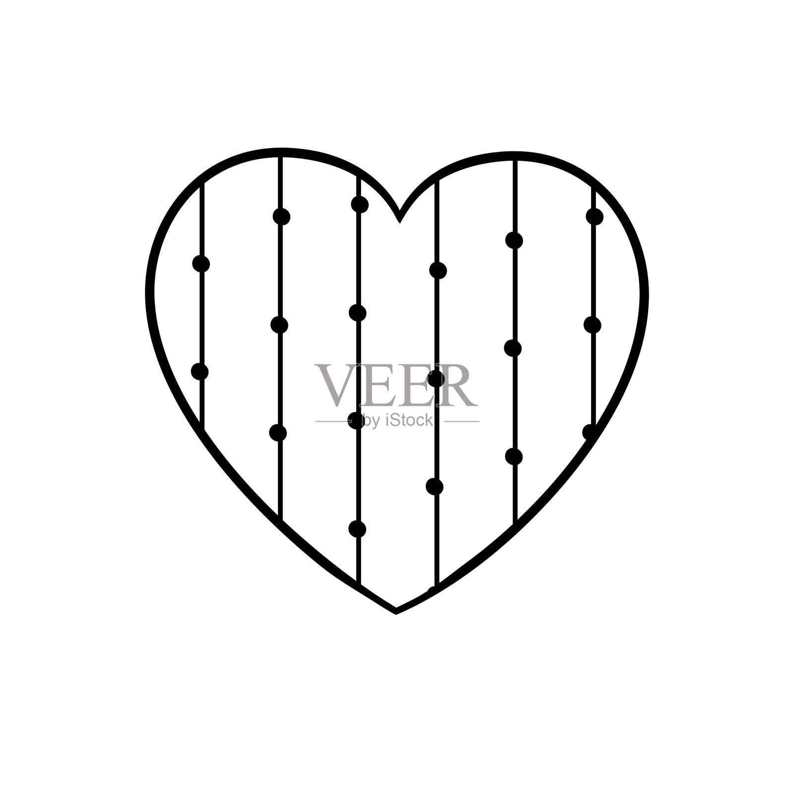 可爱的手绘心。浪漫是爱情和幸福的象征。矢量插图涂鸦风格插画图片素材