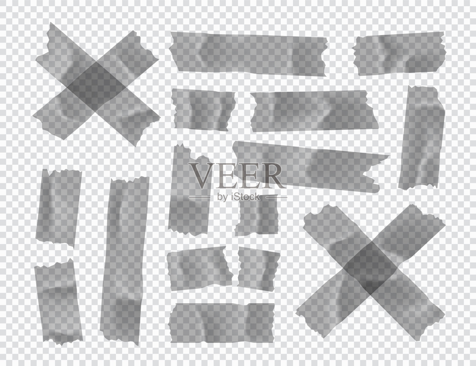 胶带。粘纸条孤立在透明背景上。矢量图插画图片素材