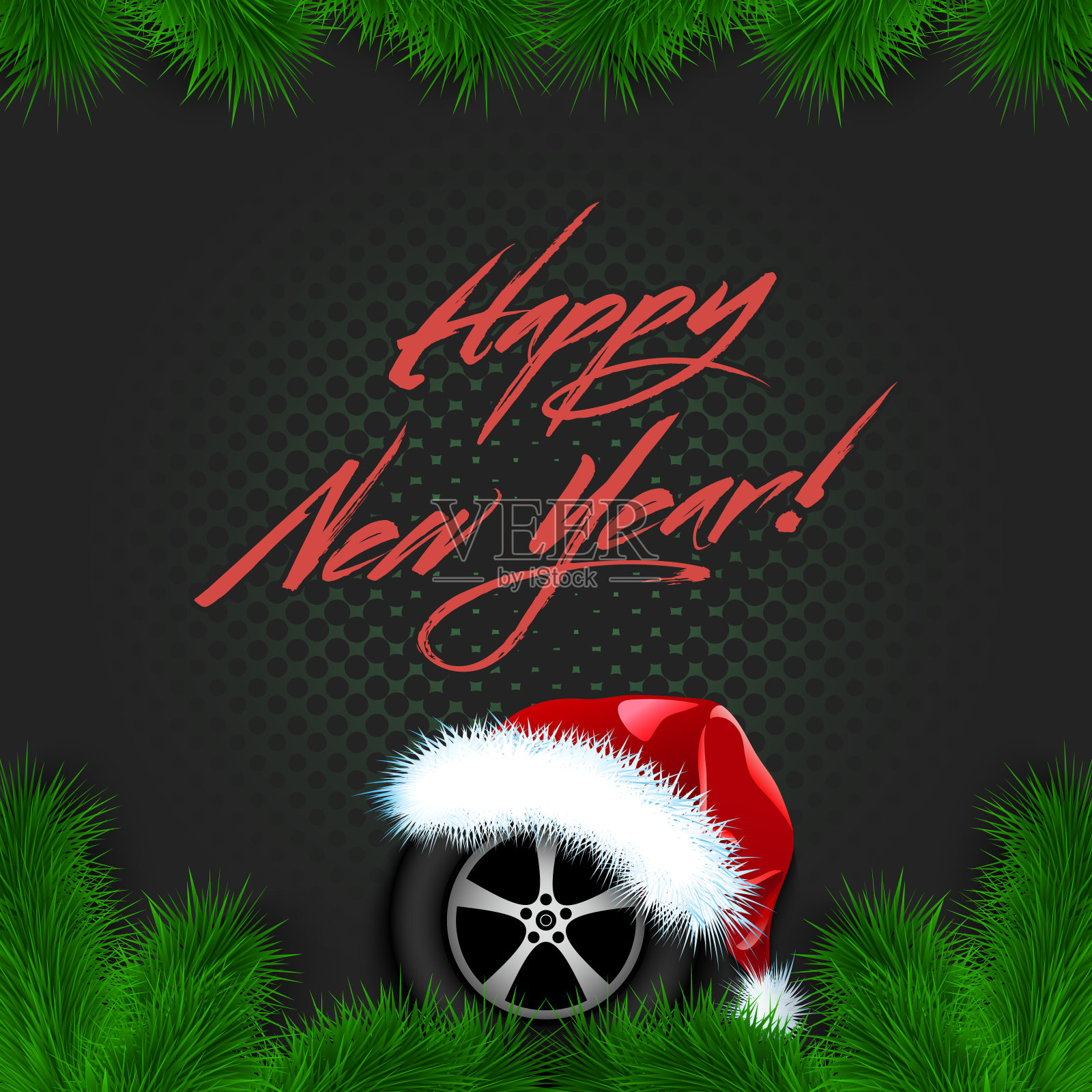 新年快乐。带圣诞帽的篮球插画图片素材