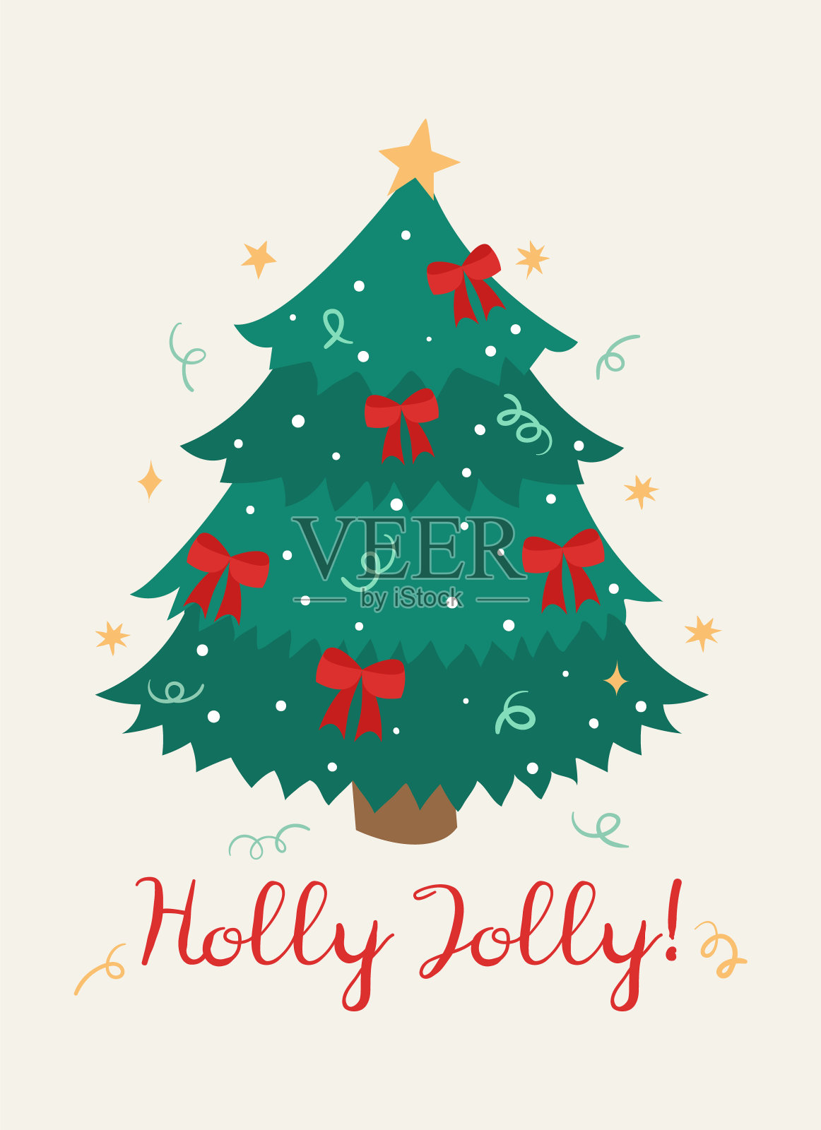 贺卡与圣诞树插画图片素材