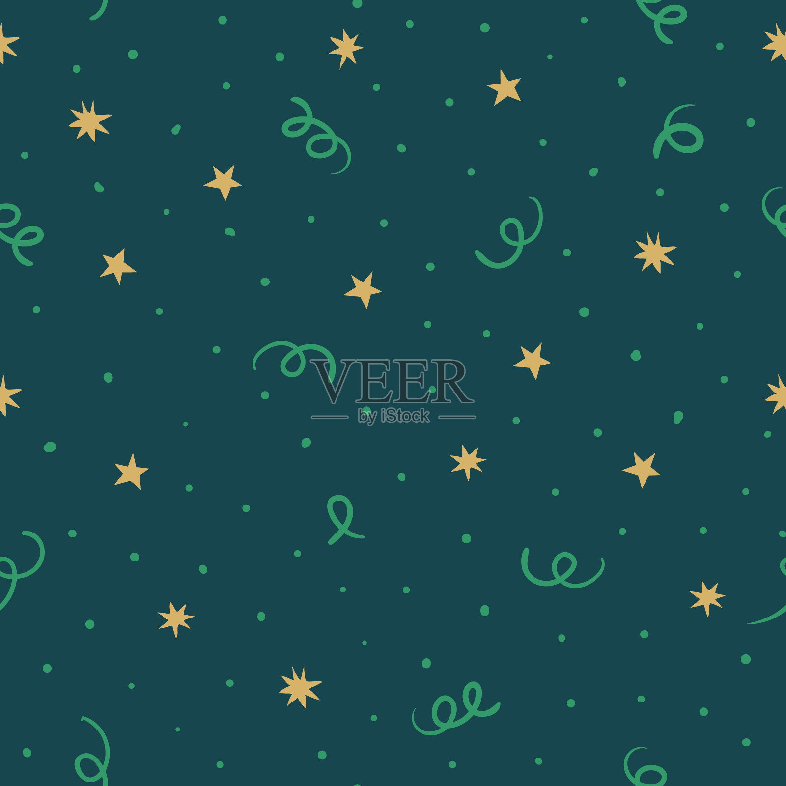 金色彩纸图案，星星和圆点。插画图片素材