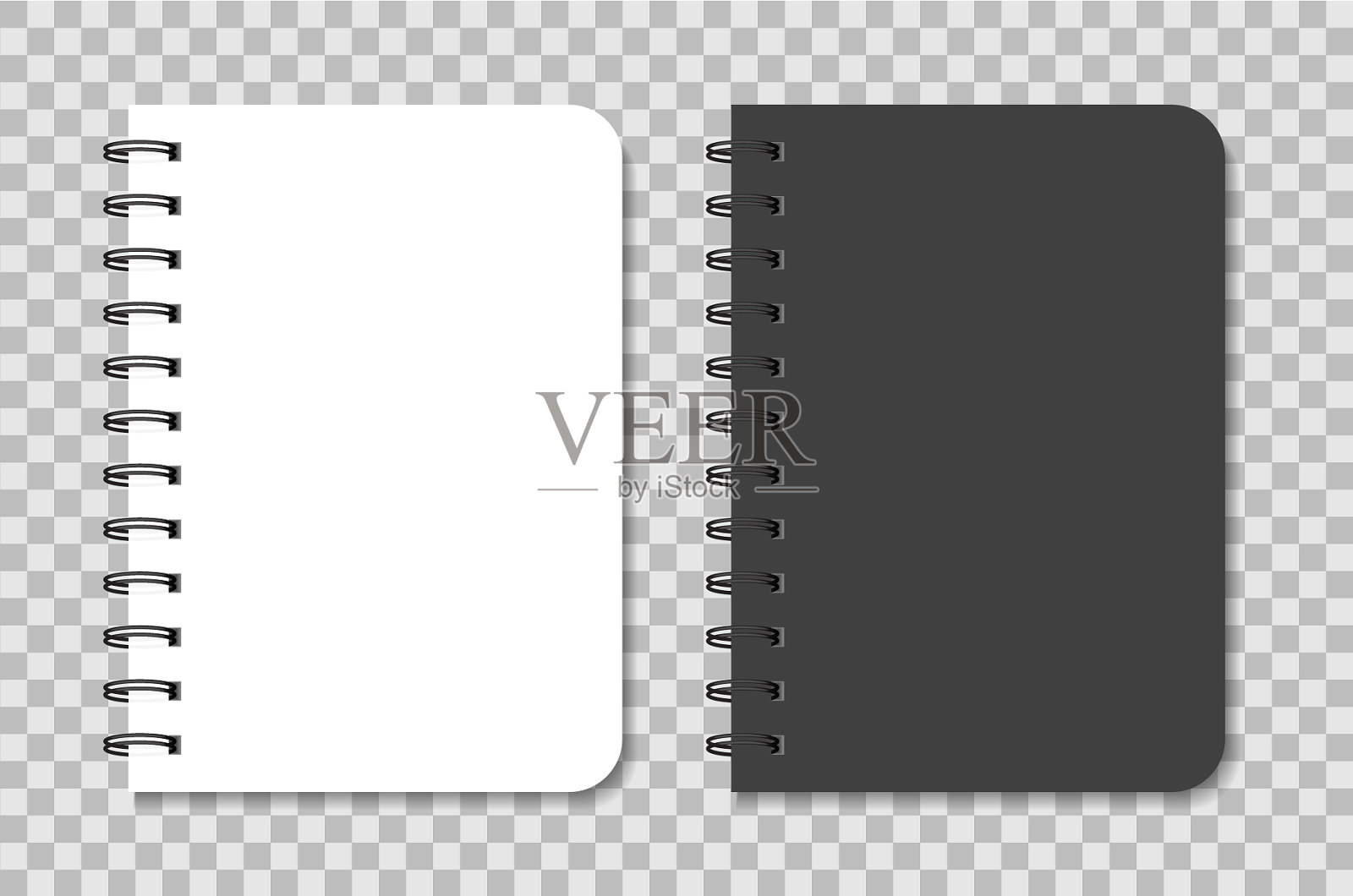 笔记本原型与螺旋黑色和白色设计模板素材