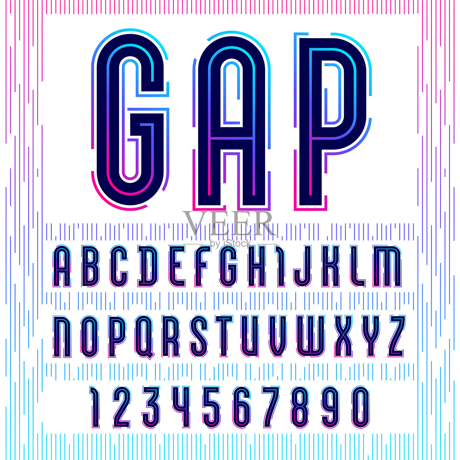 字母与空白无衬线字体未来派插画图片素材