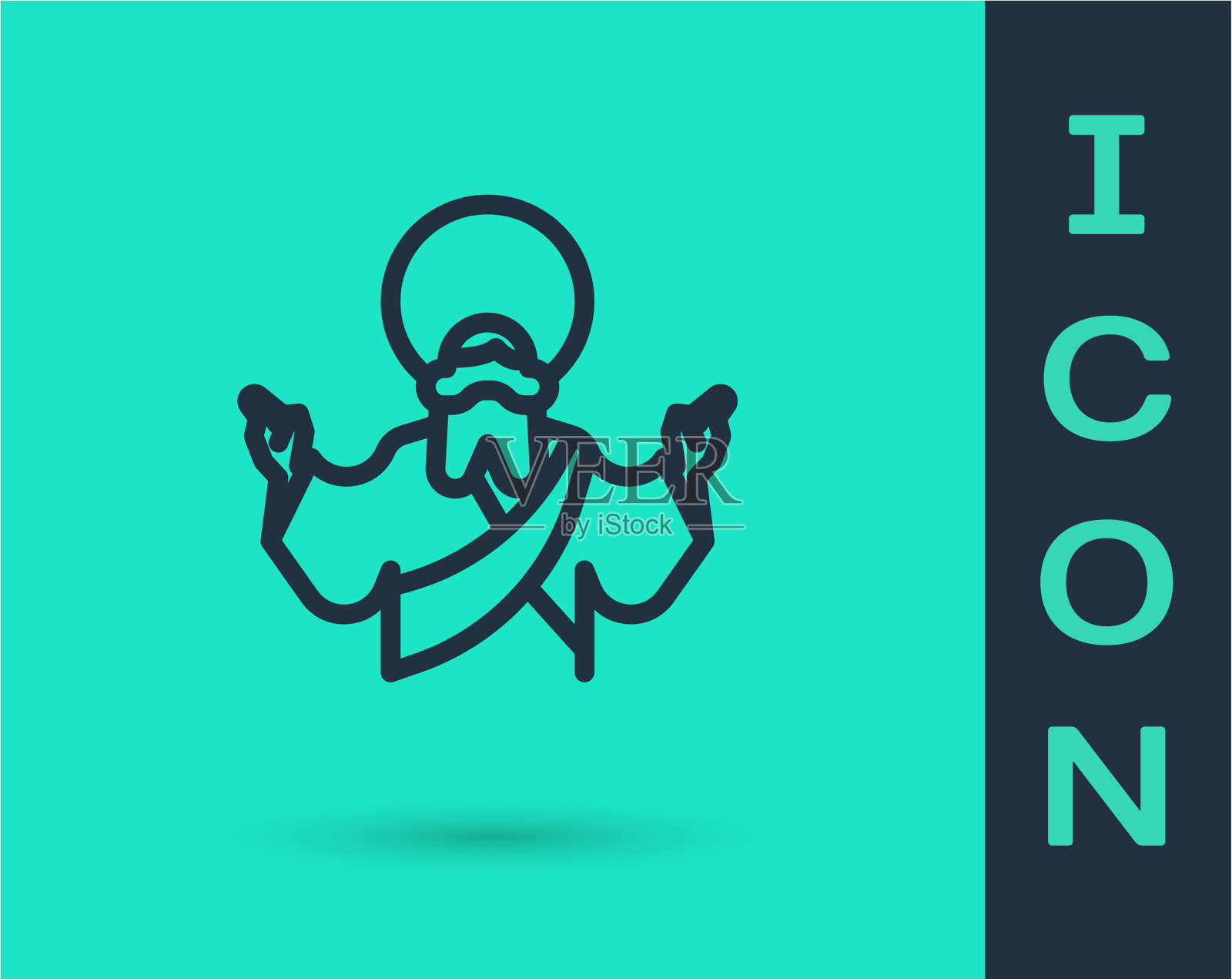 黑线耶稣基督图标孤立在绿色图标素材