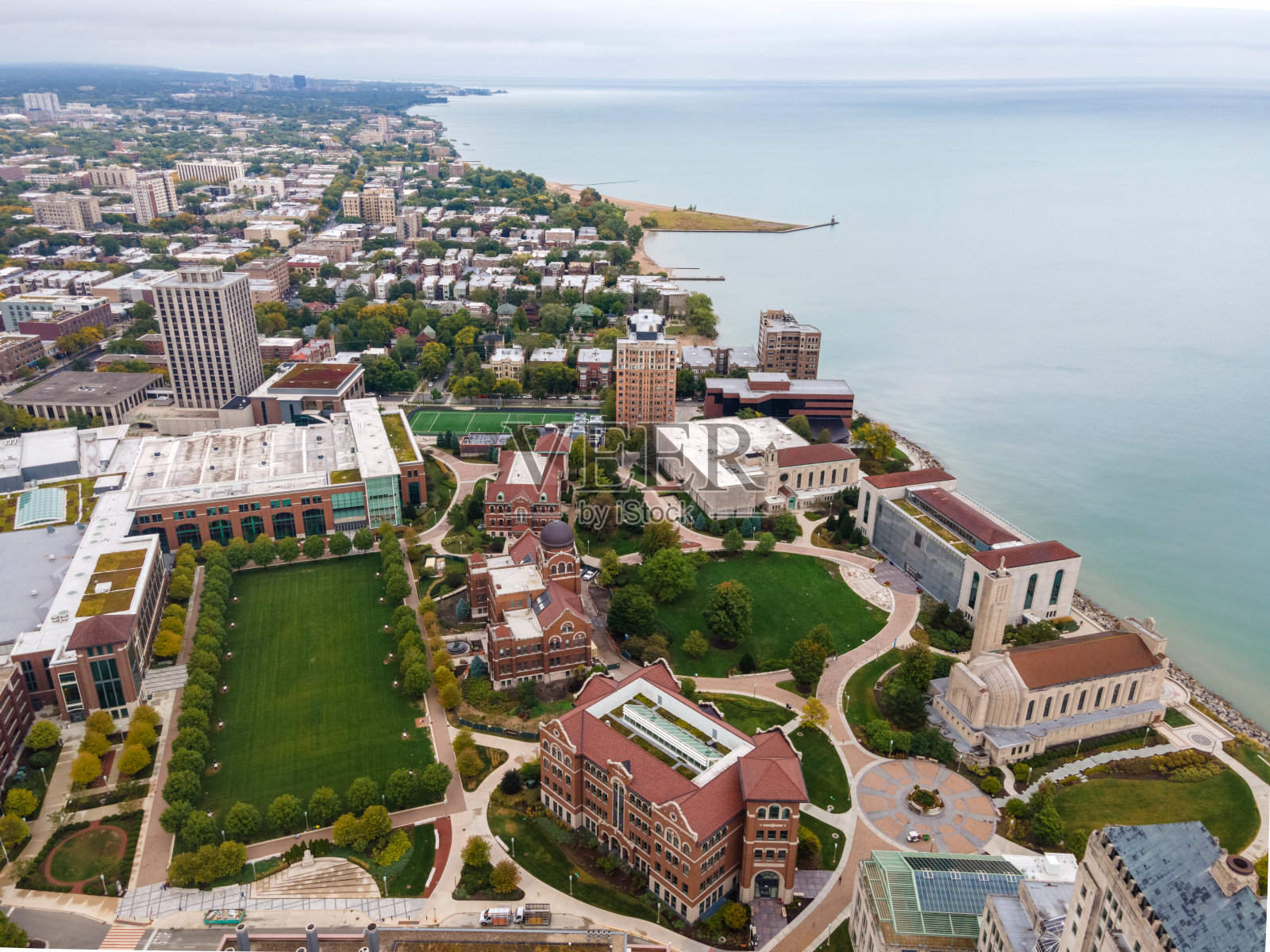 芝加哥天际鸟瞰图照片摄影图片