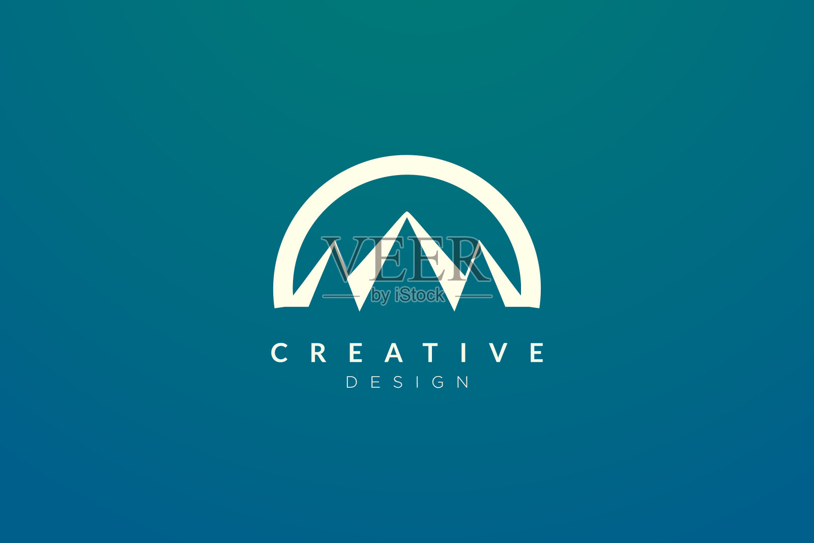 标志设计结合了环山和太阳插画图片素材