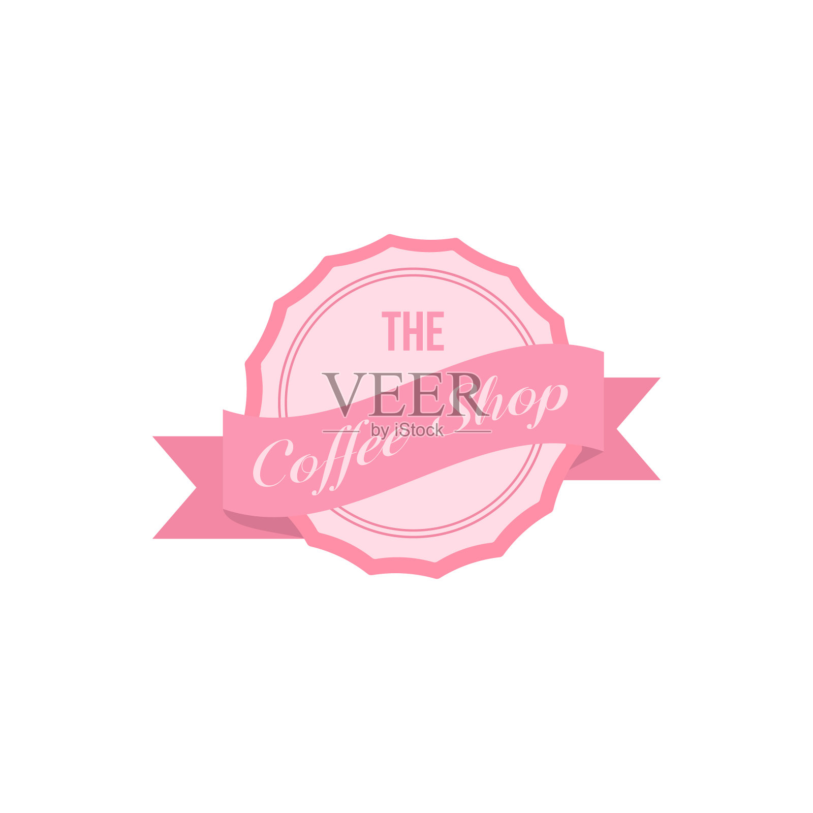 粉色的圆形标签插画图片素材