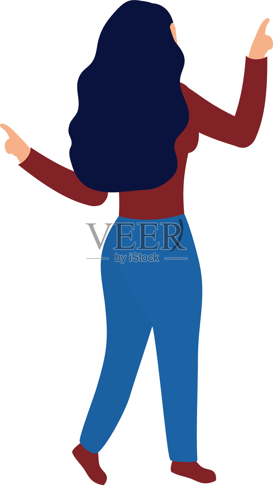 年轻女子女性背面人物图标设计元素图片