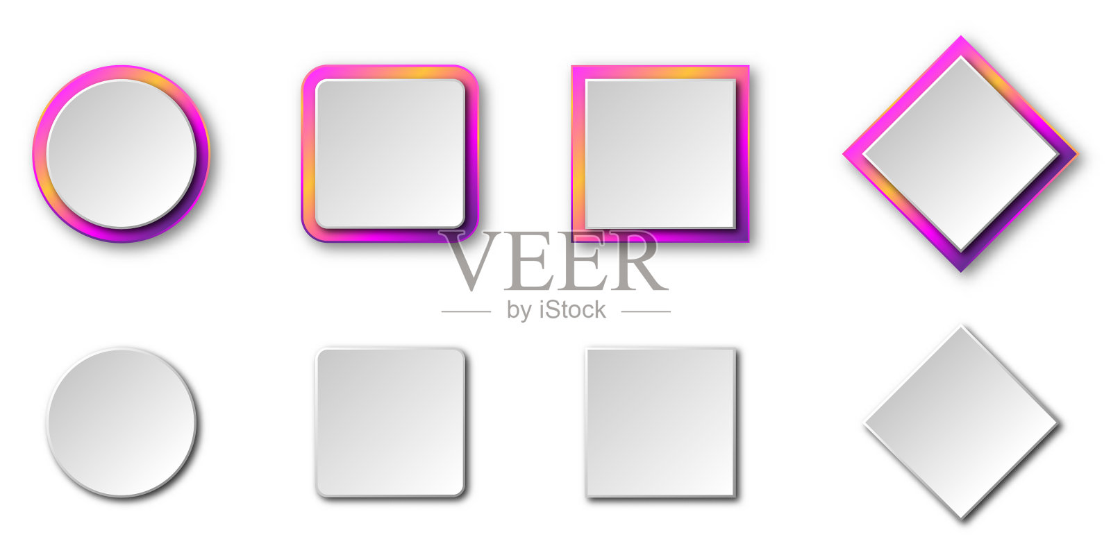 设置带有阴影的折纸横幅图标素材