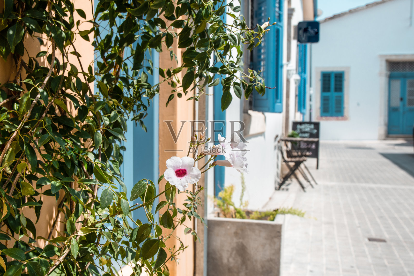 塞浦路斯利马索尔市的古老街道，殖民建筑和不同文明的交织照片摄影图片