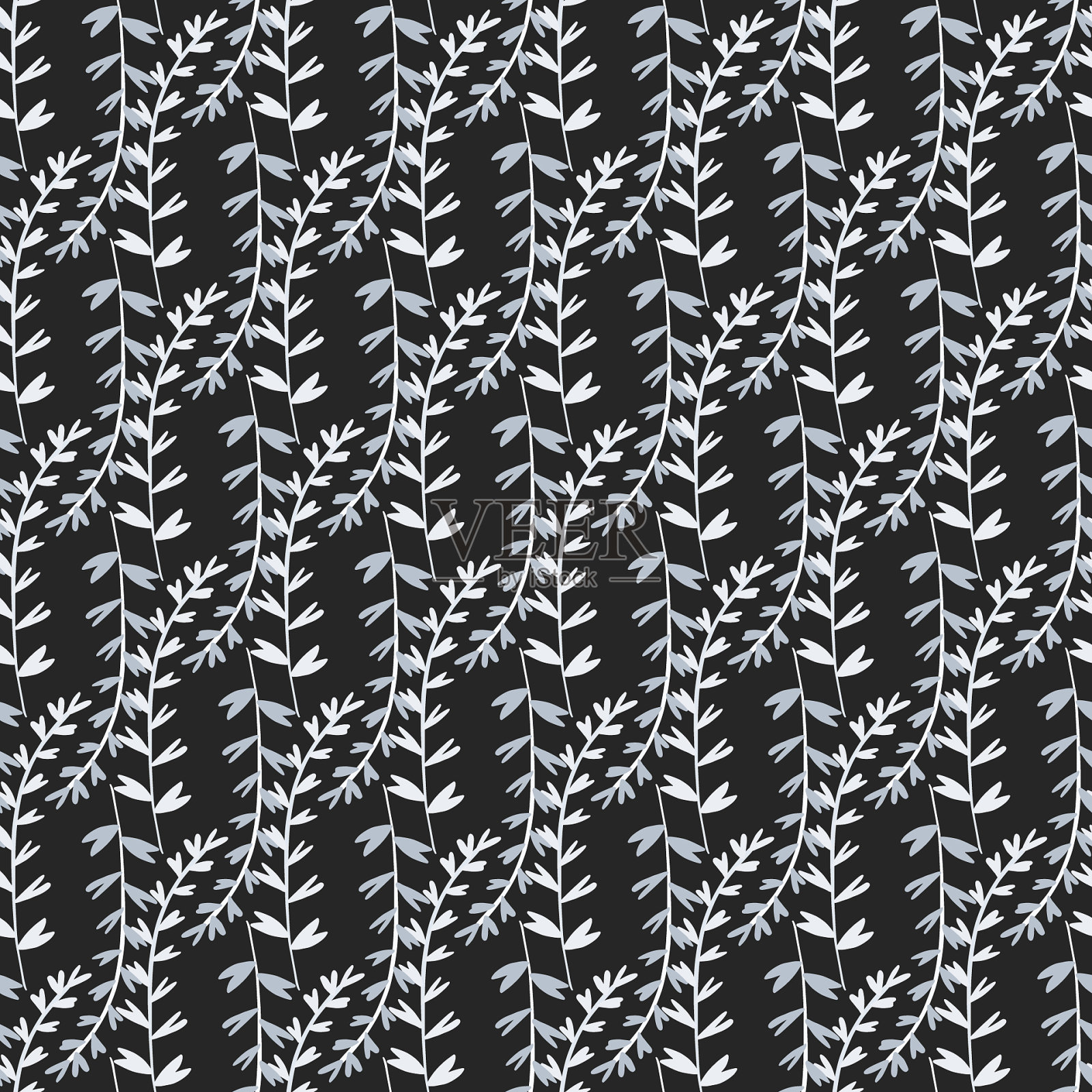 浅蓝色花枝无缝图案插画图片素材