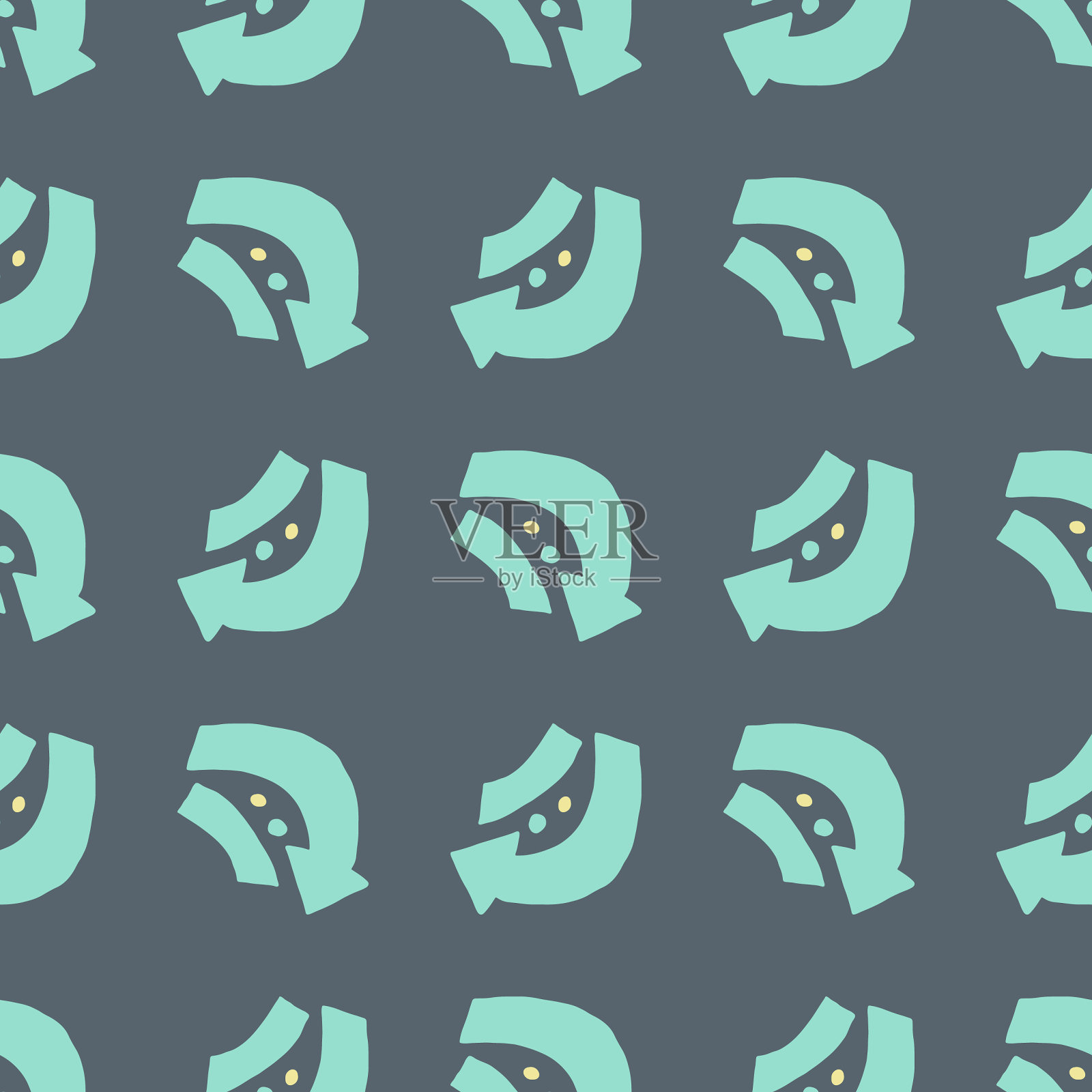 几何绿松石箭头无缝图案插画图片素材